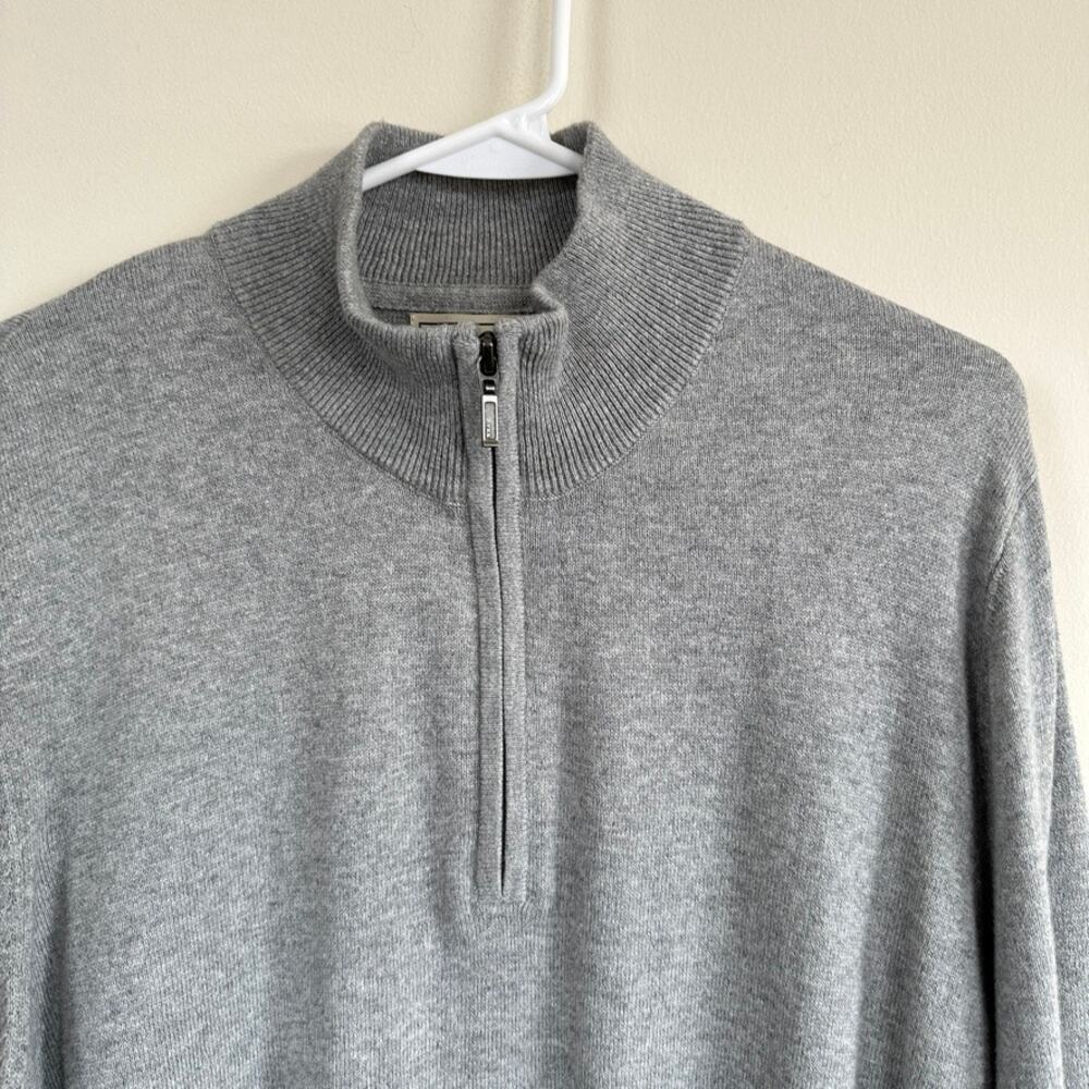 L.L. Bean Cotton Cashmere Blend 1/4 Zip Sweater Pullover Mock Neck Long Sleeve M - Picture 2 of 8